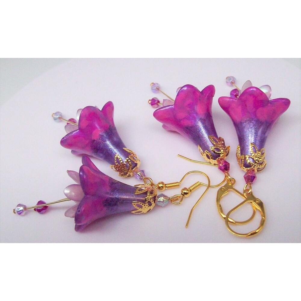 Flower earrings dangle, Flower gifts for her, Floral statement earrings, Gift fo